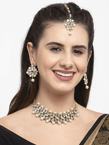 Shining Diva Fashion Latest Choker Design Antique Kundan Traditional Necklace Jewellery Set for Women