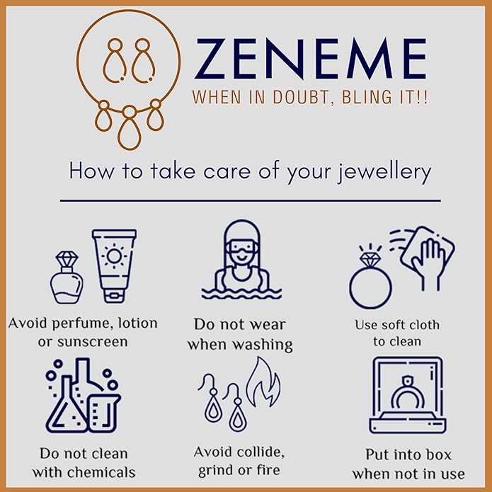 ZENEME Rhodium-Plated American Diamond Studded Abstract Necklace With Earrings Jewellery Set For Girls and Women